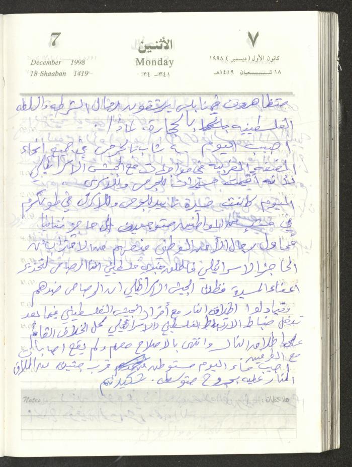 يوميات محمود خريشة، ذنابة- طولكرم، 1998