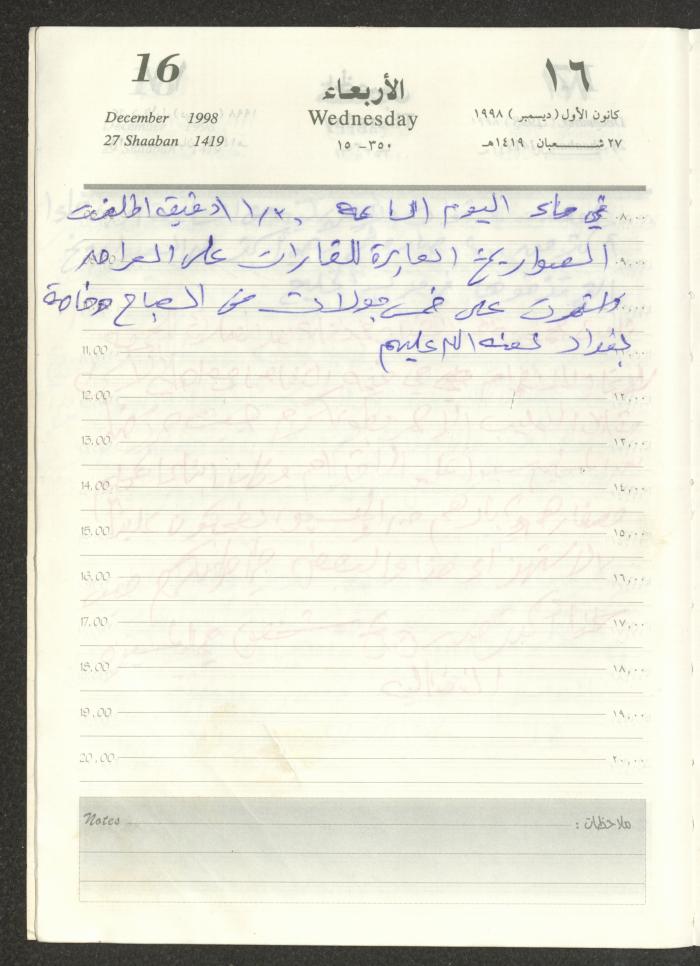 يوميات محمود خريشة، ذنابة- طولكرم، 1998