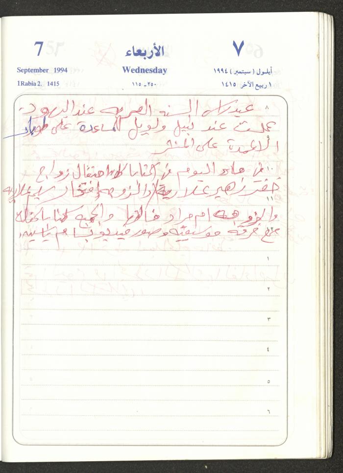يوميات محمود خريشة، ذنابة- طولكرم، 1994