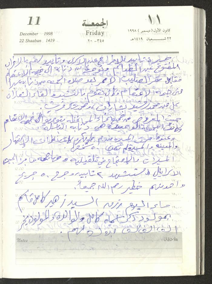يوميات محمود خريشة، ذنابة- طولكرم، 1998