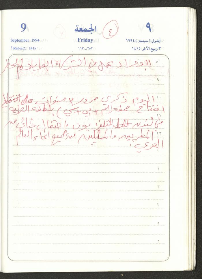 يوميات محمود خريشة، ذنابة- طولكرم، 1994