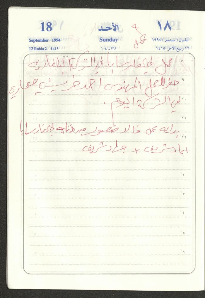 يوميات محمود خريشة، ذنابة- طولكرم، 1994