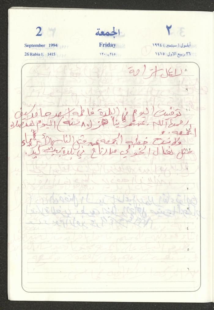 يوميات محمود خريشة، ذنابة- طولكرم، 1994