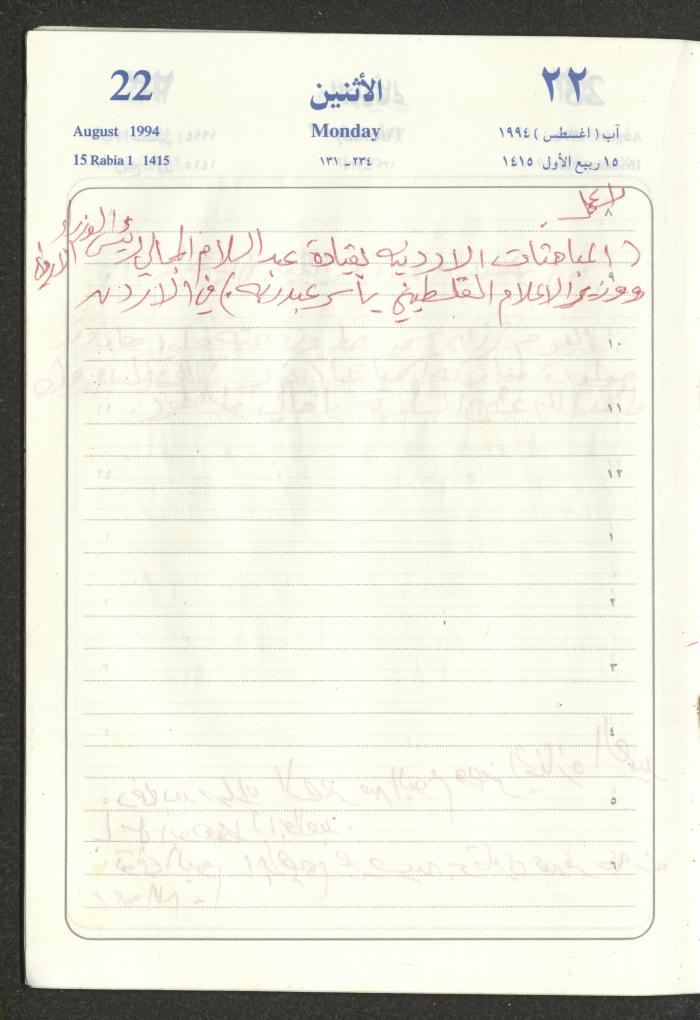 يوميات محمود خريشة، ذنابة- طولكرم، 1994