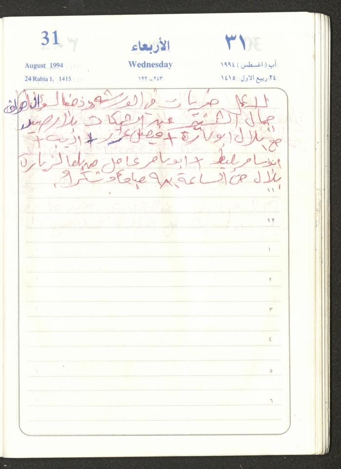 يوميات محمود خريشة، ذنابة- طولكرم، 1994