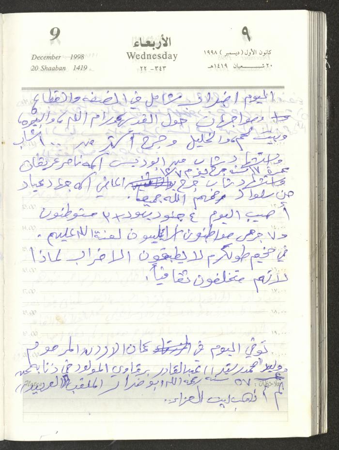 يوميات محمود خريشة، ذنابة- طولكرم، 1998
