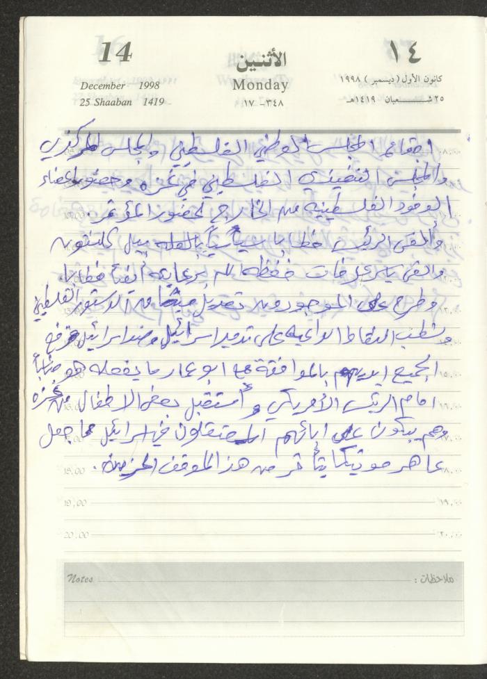 يوميات محمود خريشة، ذنابة- طولكرم، 1998