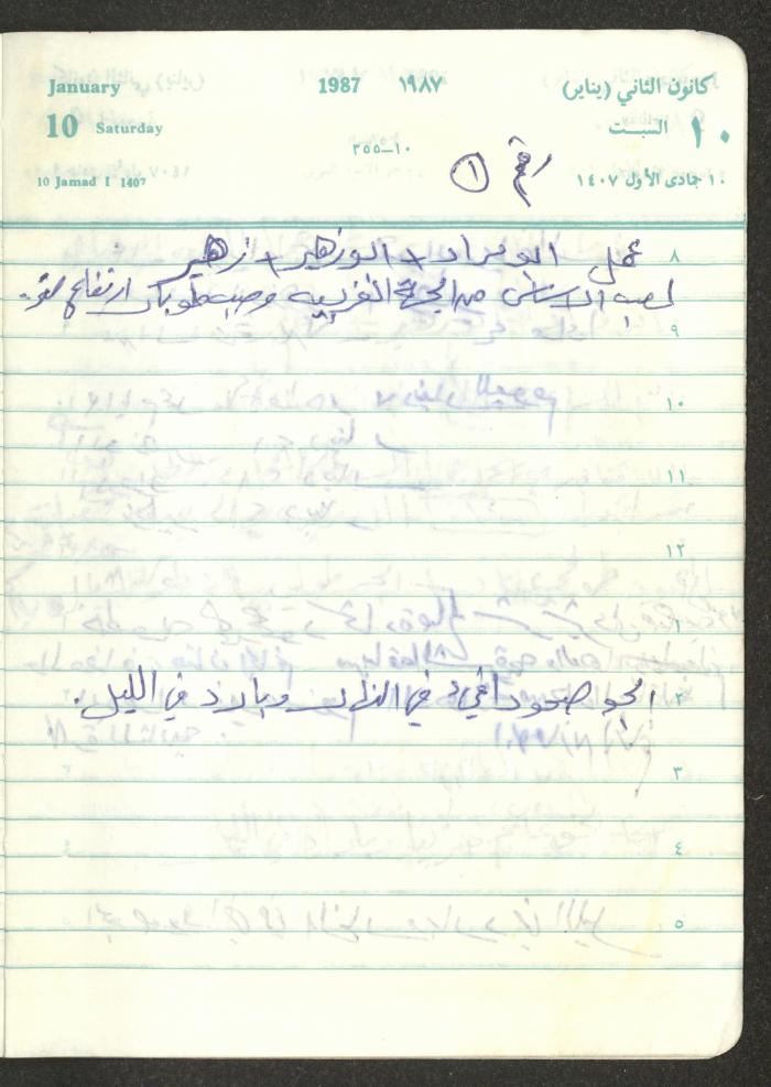 Mahmoud Khreisheh Diaries, Thinnaba- Tulkarm, 1987