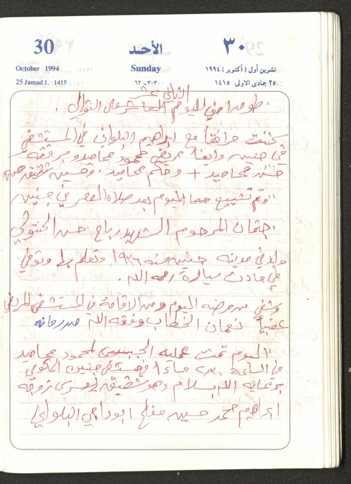 يوميات محمود خريشة، ذنابة- طولكرم، 1994