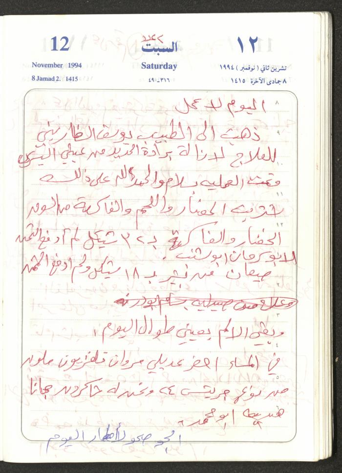 يوميات محمود خريشة، ذنابة- طولكرم، 1994