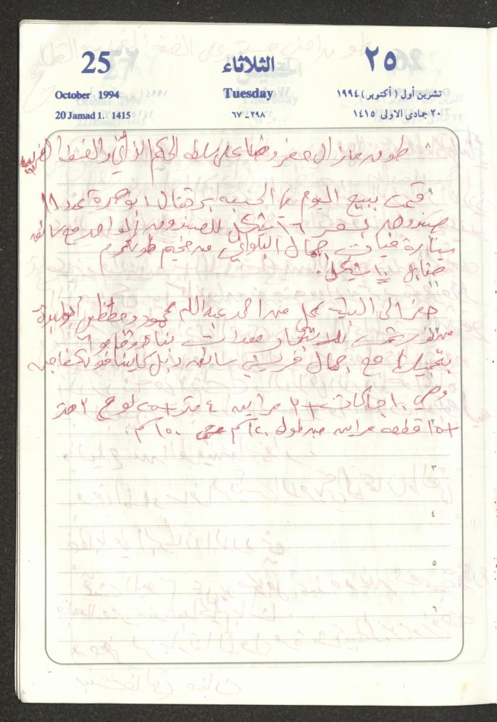 يوميات محمود خريشة، ذنابة- طولكرم، 1994