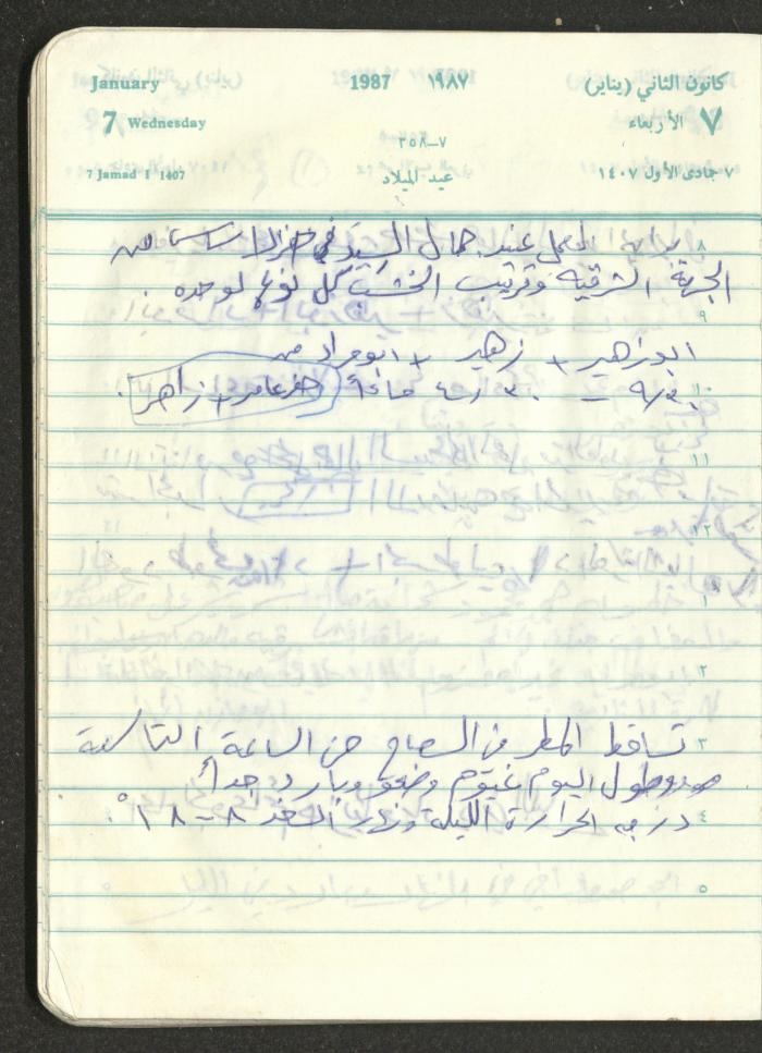 Mahmoud Khreisheh Diaries, Thinnaba- Tulkarm, 1987