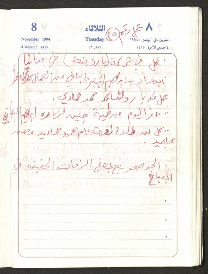 يوميات محمود خريشة، ذنابة- طولكرم، 1994