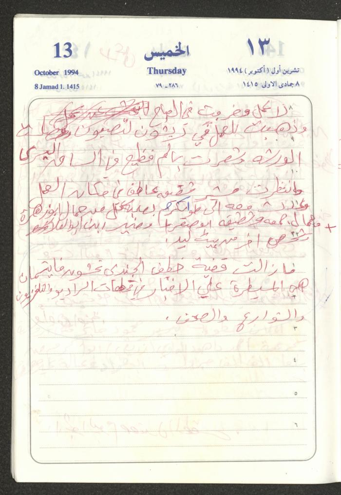 يوميات محمود خريشة، ذنابة- طولكرم، 1994