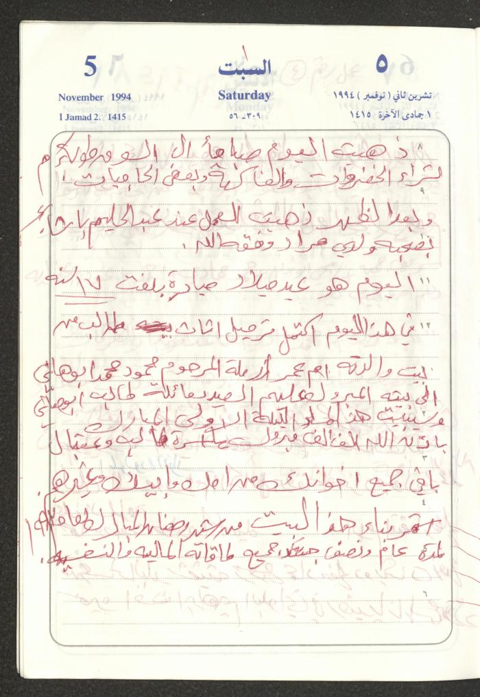 يوميات محمود خريشة، ذنابة- طولكرم، 1994