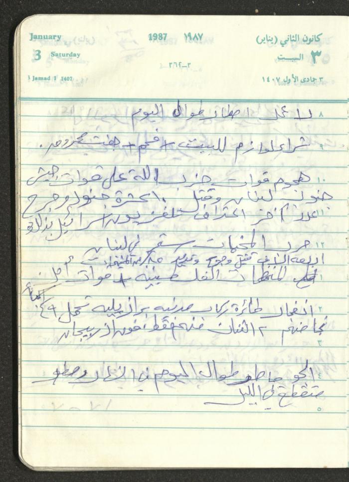 Mahmoud Khreisheh Diaries, Thinnaba- Tulkarm, 1987