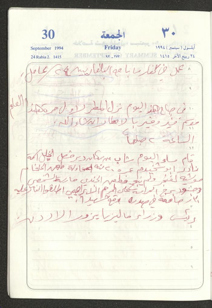 يوميات محمود خريشة، ذنابة- طولكرم، 1994