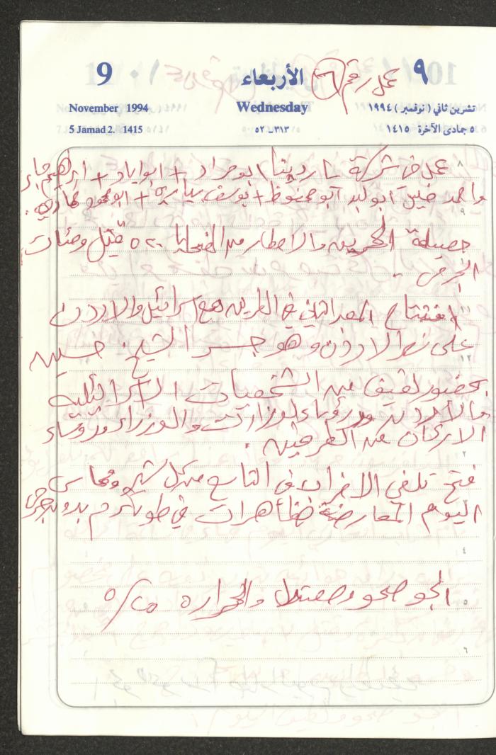 يوميات محمود خريشة، ذنابة- طولكرم، 1994