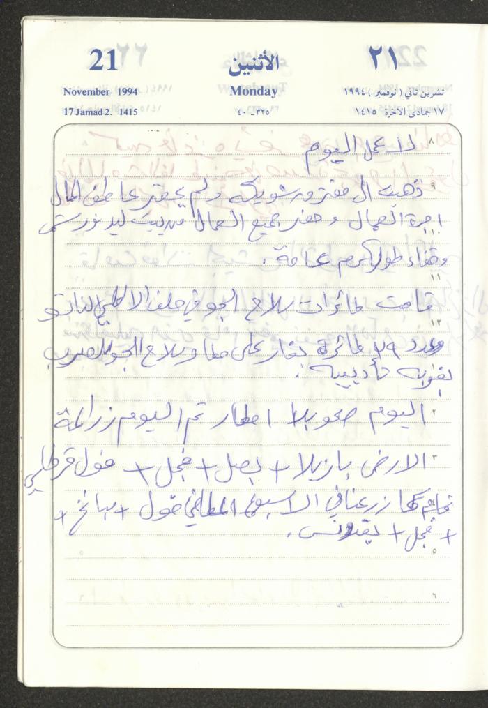يوميات محمود خريشة، ذنابة- طولكرم، 1994