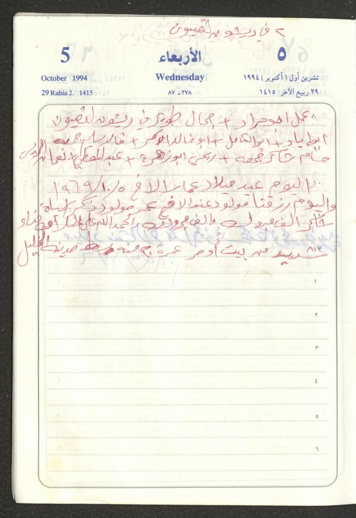 يوميات محمود خريشة، ذنابة- طولكرم، 1994