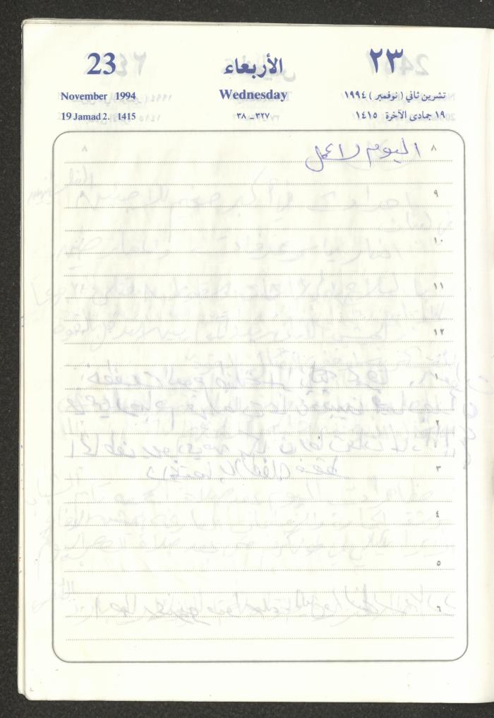يوميات محمود خريشة، ذنابة- طولكرم، 1994