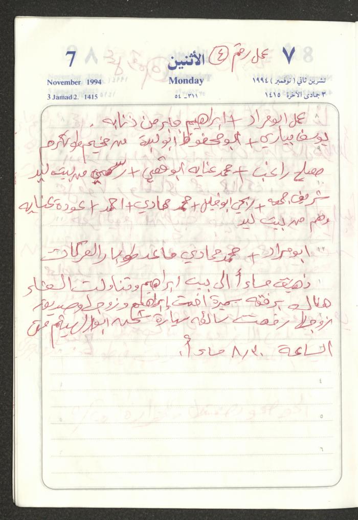 يوميات محمود خريشة، ذنابة- طولكرم، 1994