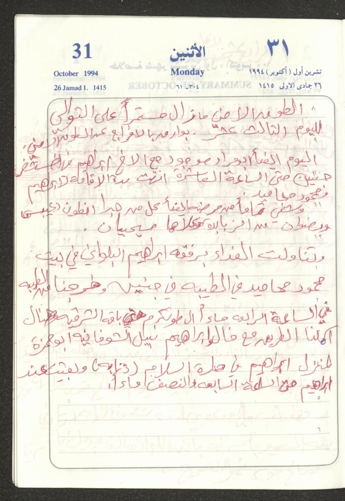 يوميات محمود خريشة، ذنابة- طولكرم، 1994