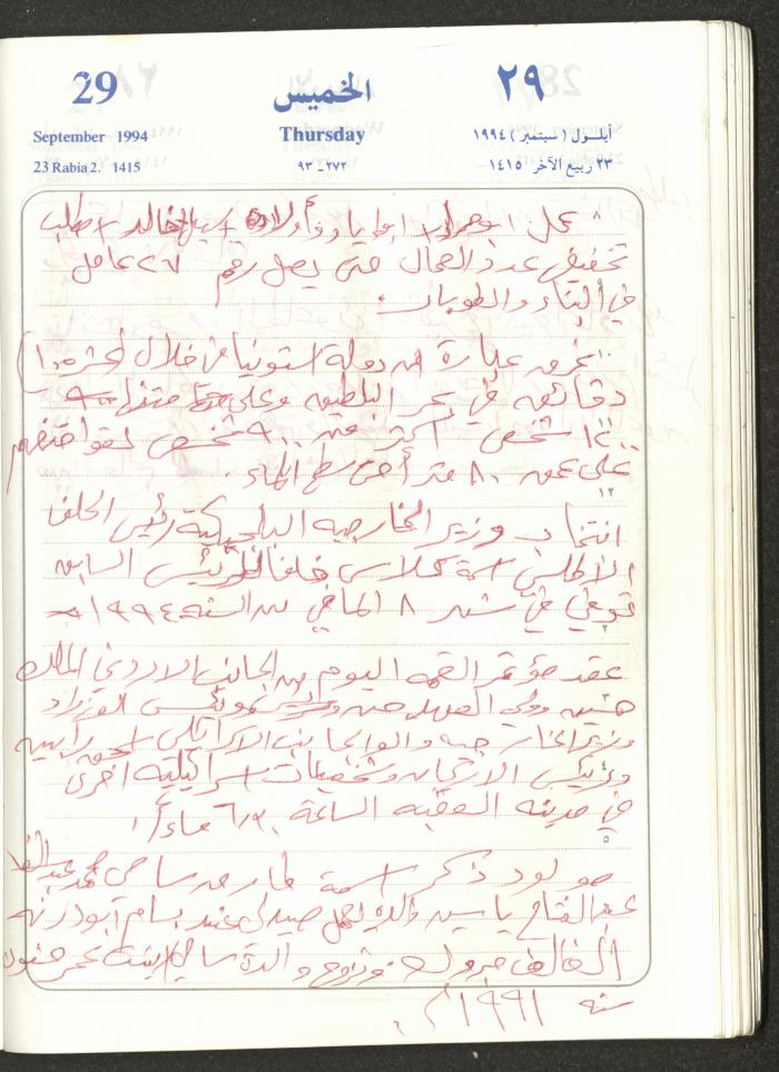 يوميات محمود خريشة، ذنابة- طولكرم، 1994