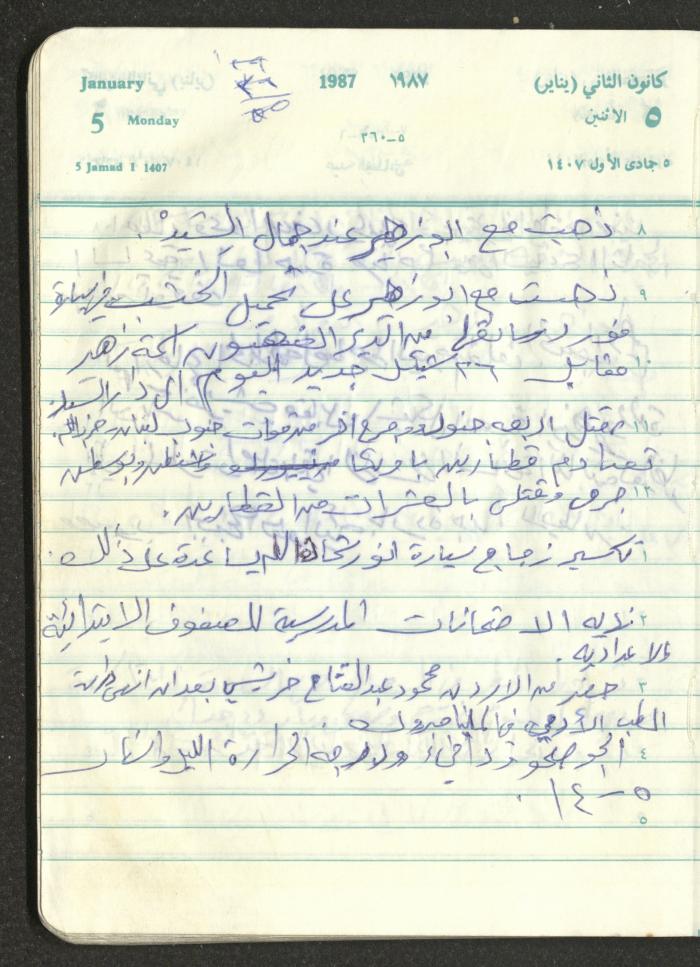Mahmoud Khreisheh Diaries, Thinnaba- Tulkarm, 1987