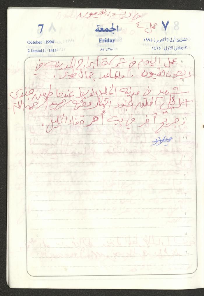 يوميات محمود خريشة، ذنابة- طولكرم، 1994