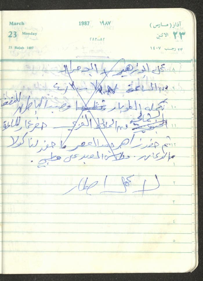 Mahmoud Khreisheh Diaries, Thinnaba- Tulkarm, 1987