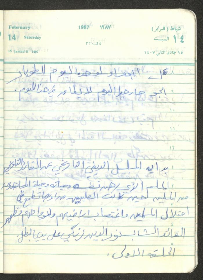 Mahmoud Khreisheh Diaries, Thinnaba- Tulkarm, 1987