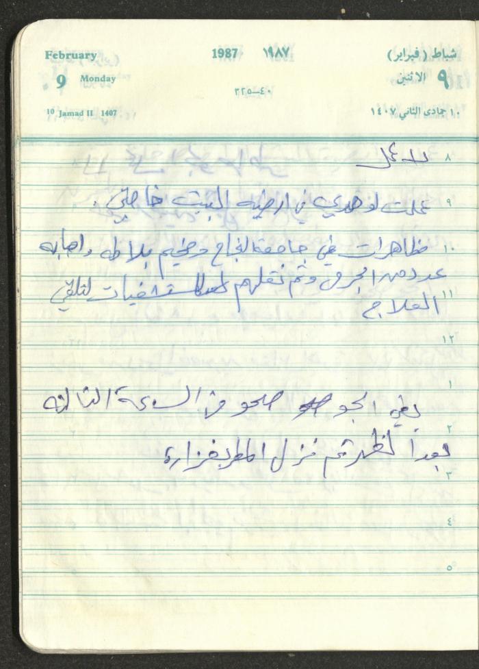 Mahmoud Khreisheh Diaries, Thinnaba- Tulkarm, 1987