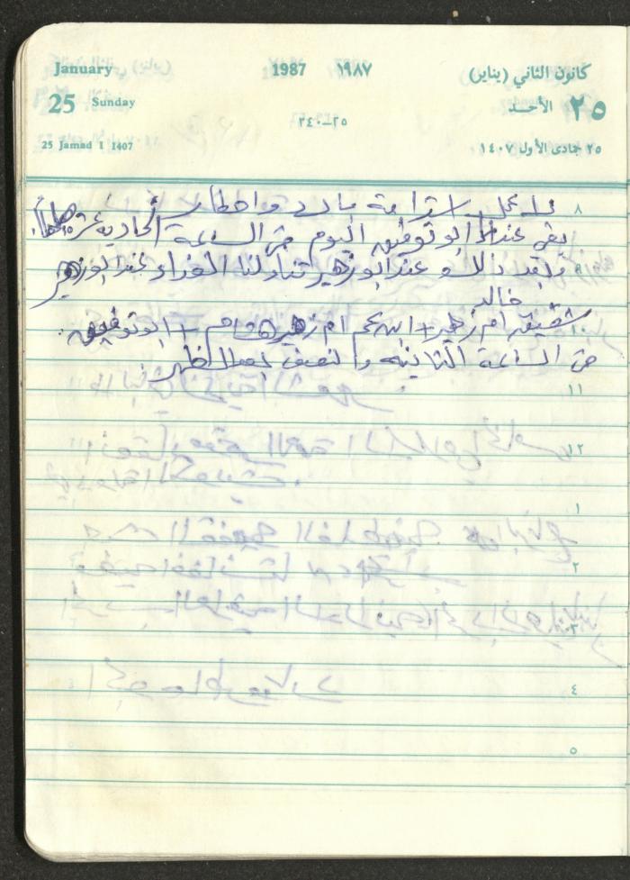 Mahmoud Khreisheh Diaries, Thinnaba- Tulkarm, 1987