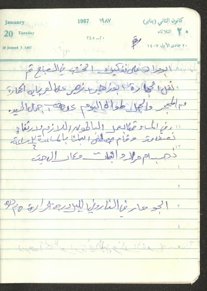 Mahmoud Khreisheh Diaries, Thinnaba- Tulkarm, 1987