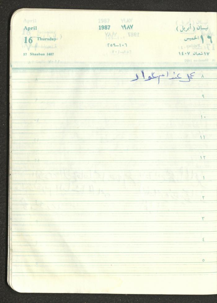 Mahmoud Khreisheh Diaries, Thinnaba- Tulkarm, 1987