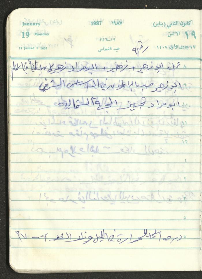 Mahmoud Khreisheh Diaries, Thinnaba- Tulkarm, 1987