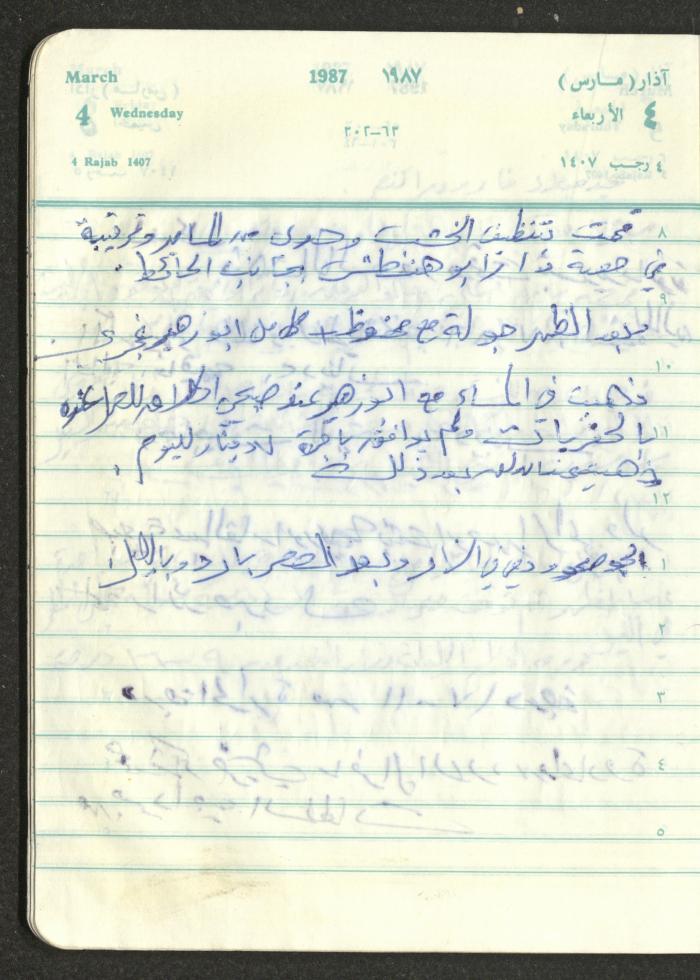 Mahmoud Khreisheh Diaries, Thinnaba- Tulkarm, 1987