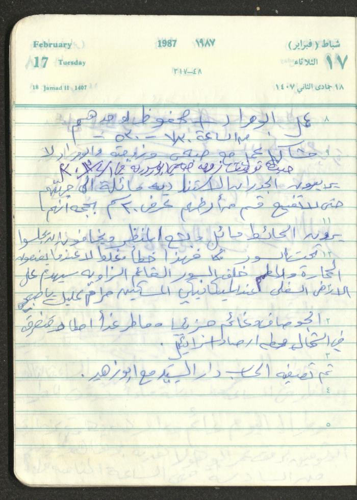 Mahmoud Khreisheh Diaries, Thinnaba- Tulkarm, 1987