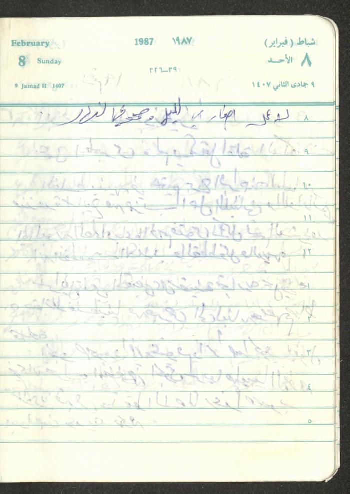 Mahmoud Khreisheh Diaries, Thinnaba- Tulkarm, 1987