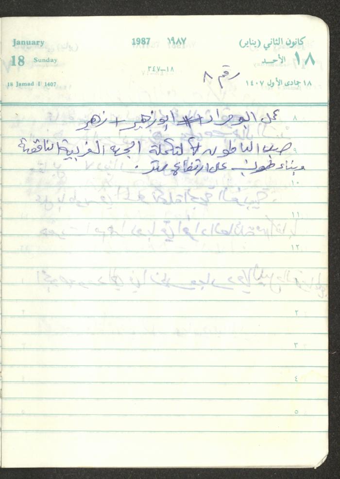 Mahmoud Khreisheh Diaries, Thinnaba- Tulkarm, 1987
