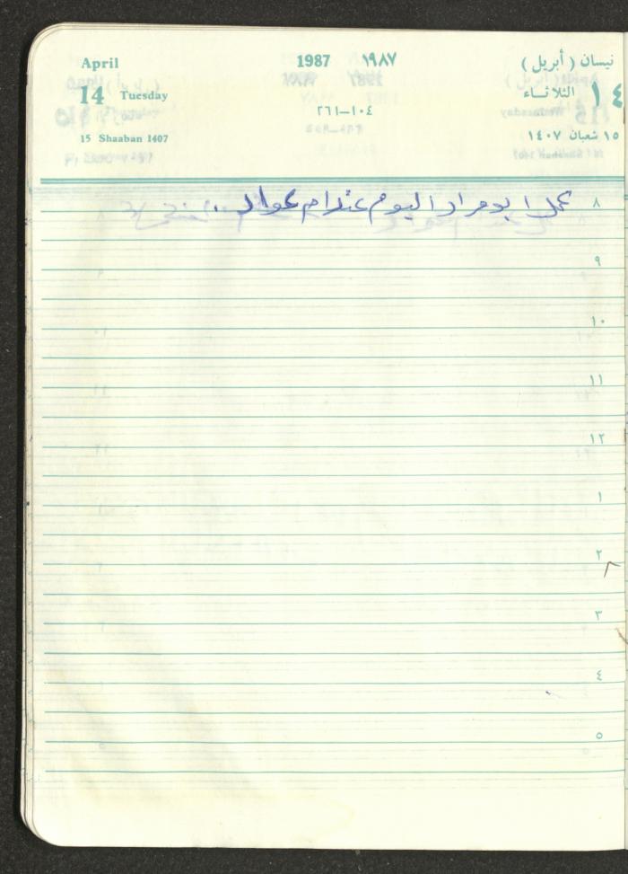 Mahmoud Khreisheh Diaries, Thinnaba- Tulkarm, 1987