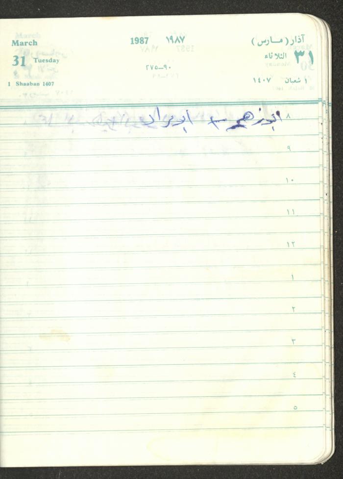 Mahmoud Khreisheh Diaries, Thinnaba- Tulkarm, 1987
