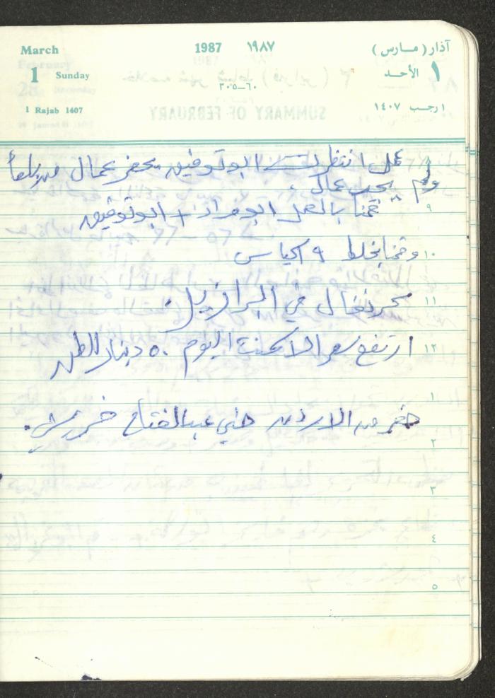 Mahmoud Khreisheh Diaries, Thinnaba- Tulkarm, 1987