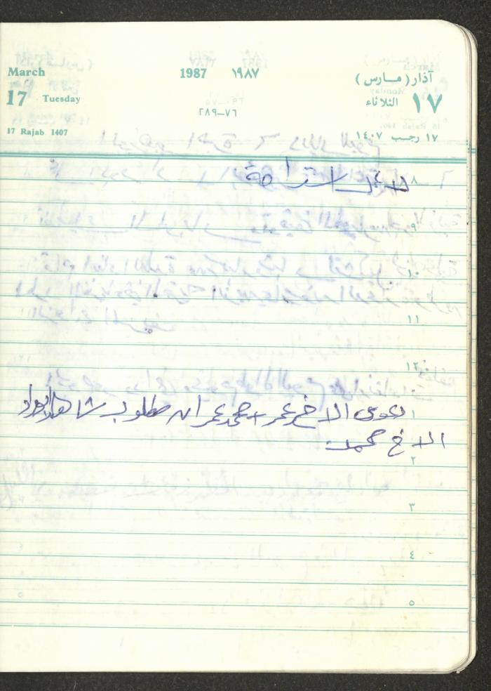 Mahmoud Khreisheh Diaries, Thinnaba- Tulkarm, 1987