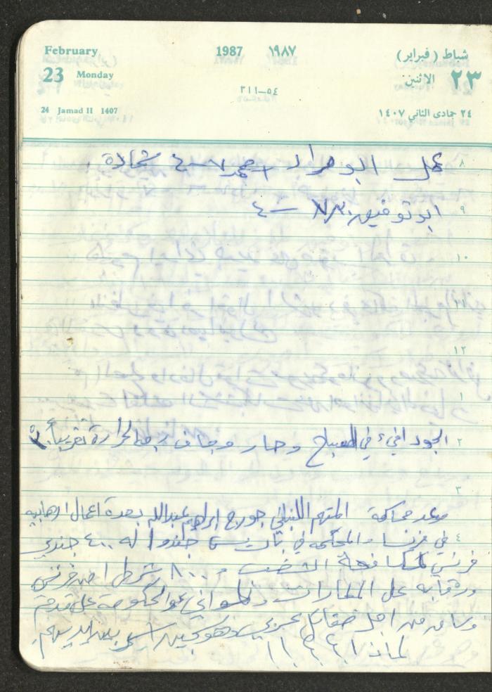 Mahmoud Khreisheh Diaries, Thinnaba- Tulkarm, 1987