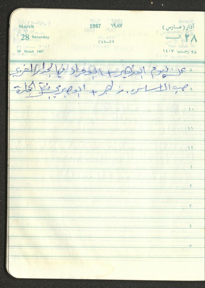 Mahmoud Khreisheh Diaries, Thinnaba- Tulkarm, 1987