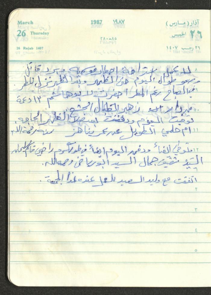 Mahmoud Khreisheh Diaries, Thinnaba- Tulkarm, 1987