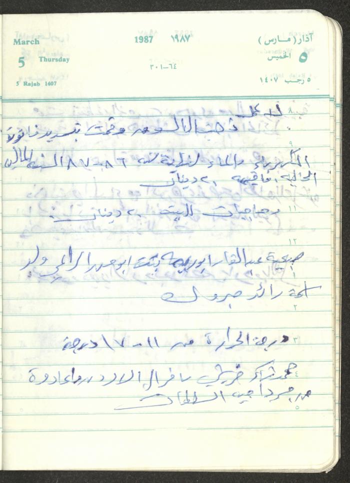 Mahmoud Khreisheh Diaries, Thinnaba- Tulkarm, 1987