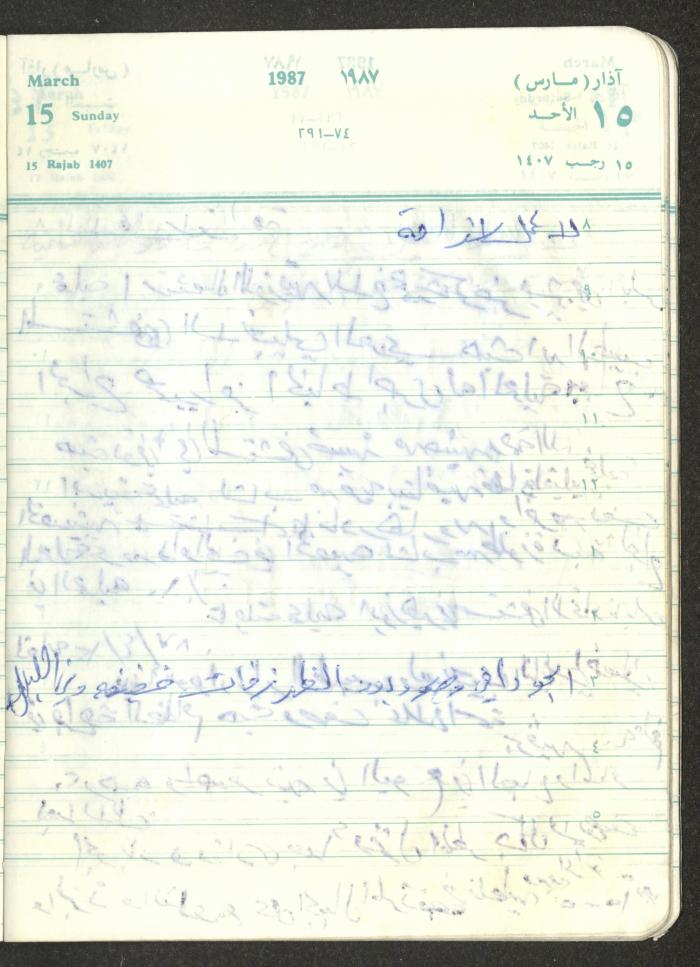 Mahmoud Khreisheh Diaries, Thinnaba- Tulkarm, 1987
